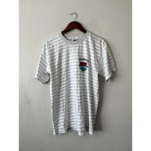 Vintage Colorado Gray Striped Shirt Tee Miller White  CO T-Shirt 1993 VTG 90s L